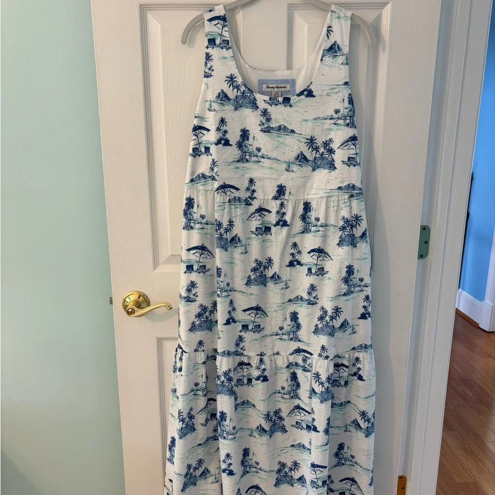Tommy Bahama Blue and White Island Print Dress - Picture 2 of 6